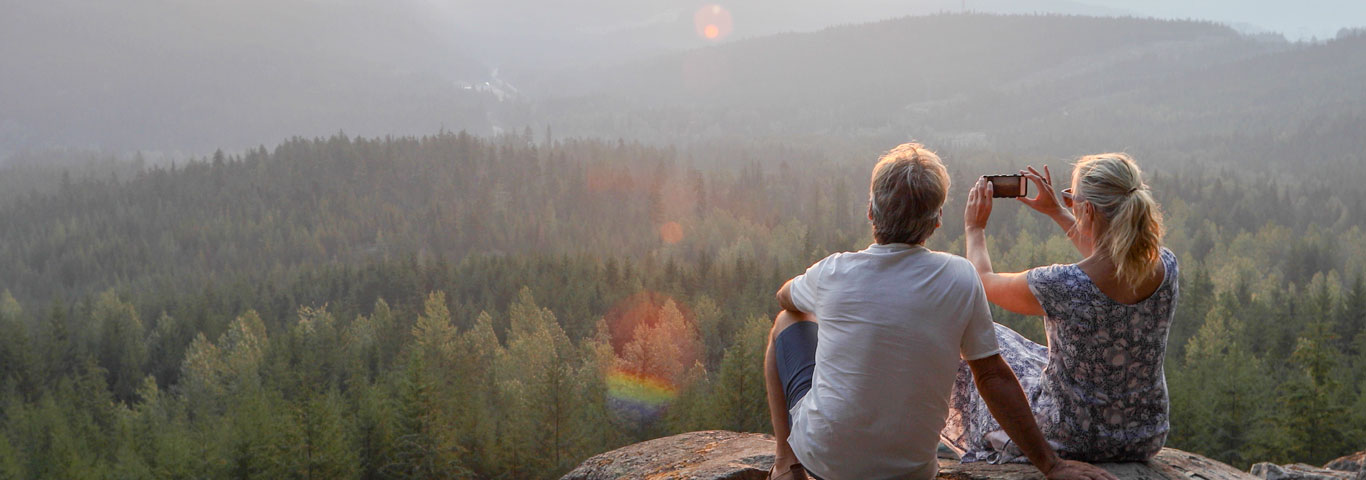 Retire couple on top of mountain